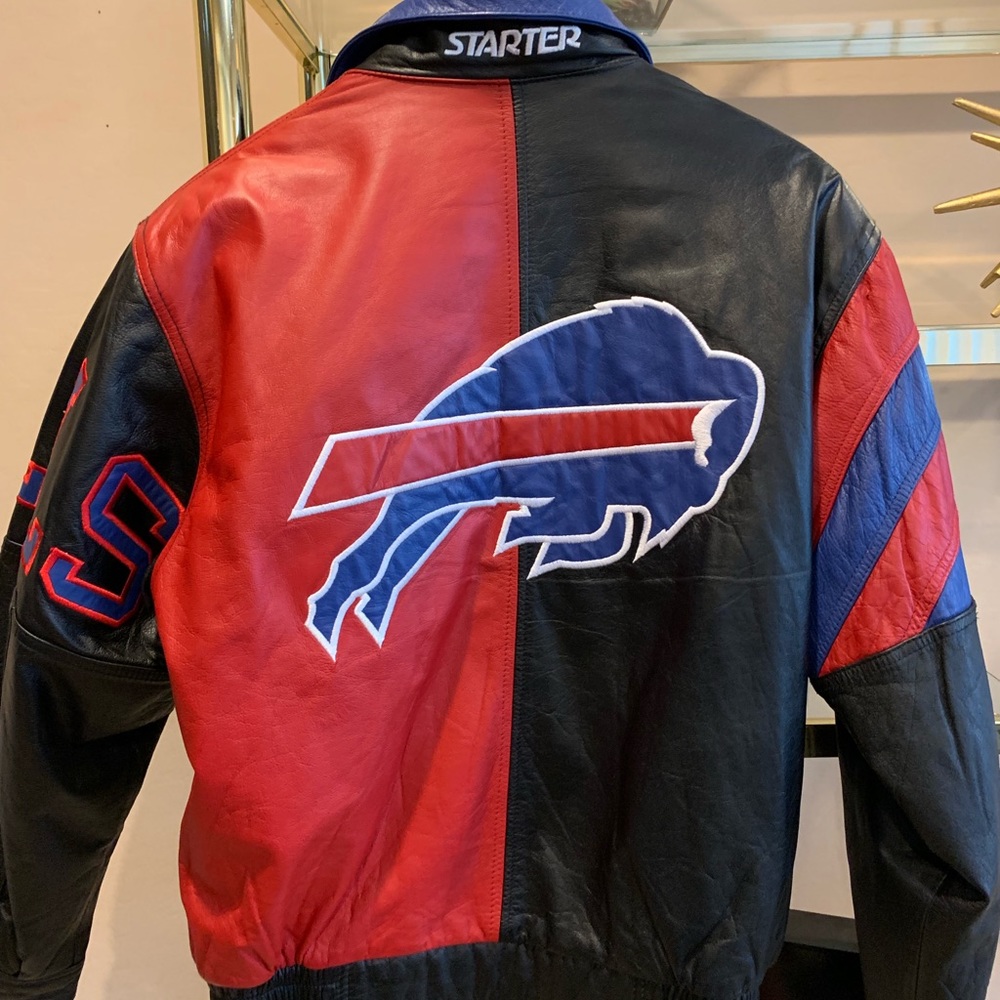 Buffalo bills leather starter jacket coat NFL Sz S